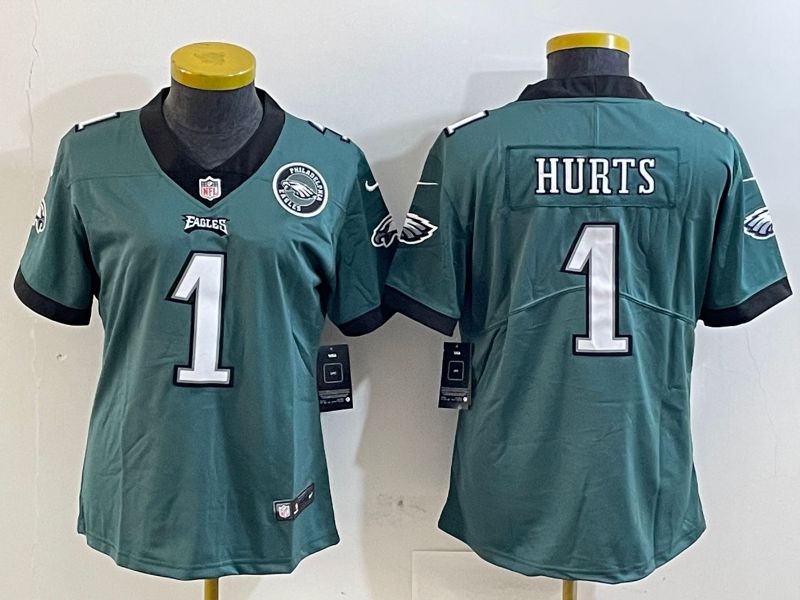 Youth Philadelphia Eagles #1 Hurts Green 2025 Nike Vapor Limited NFL Jersey style 4